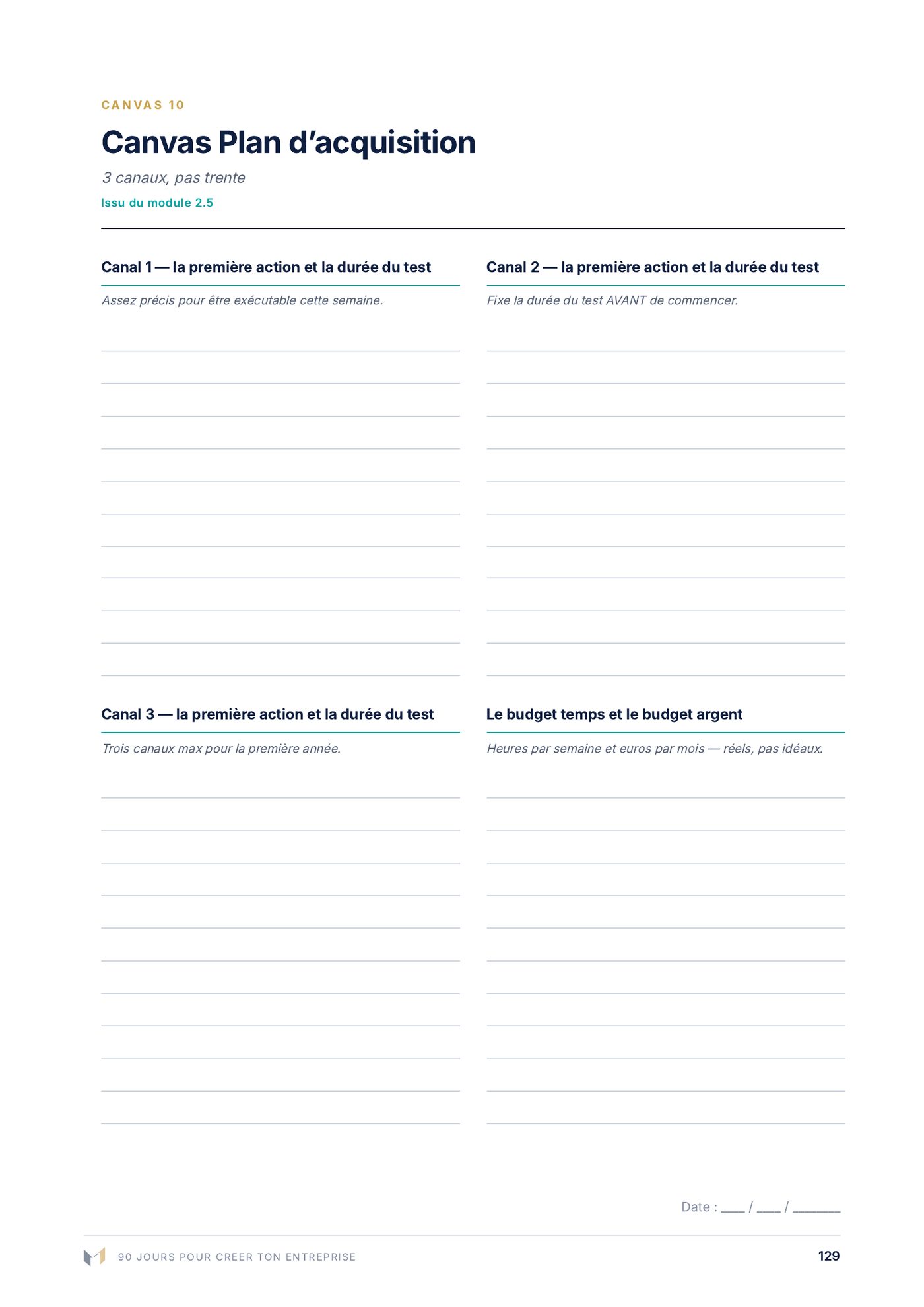Canvas plan d'acquisition