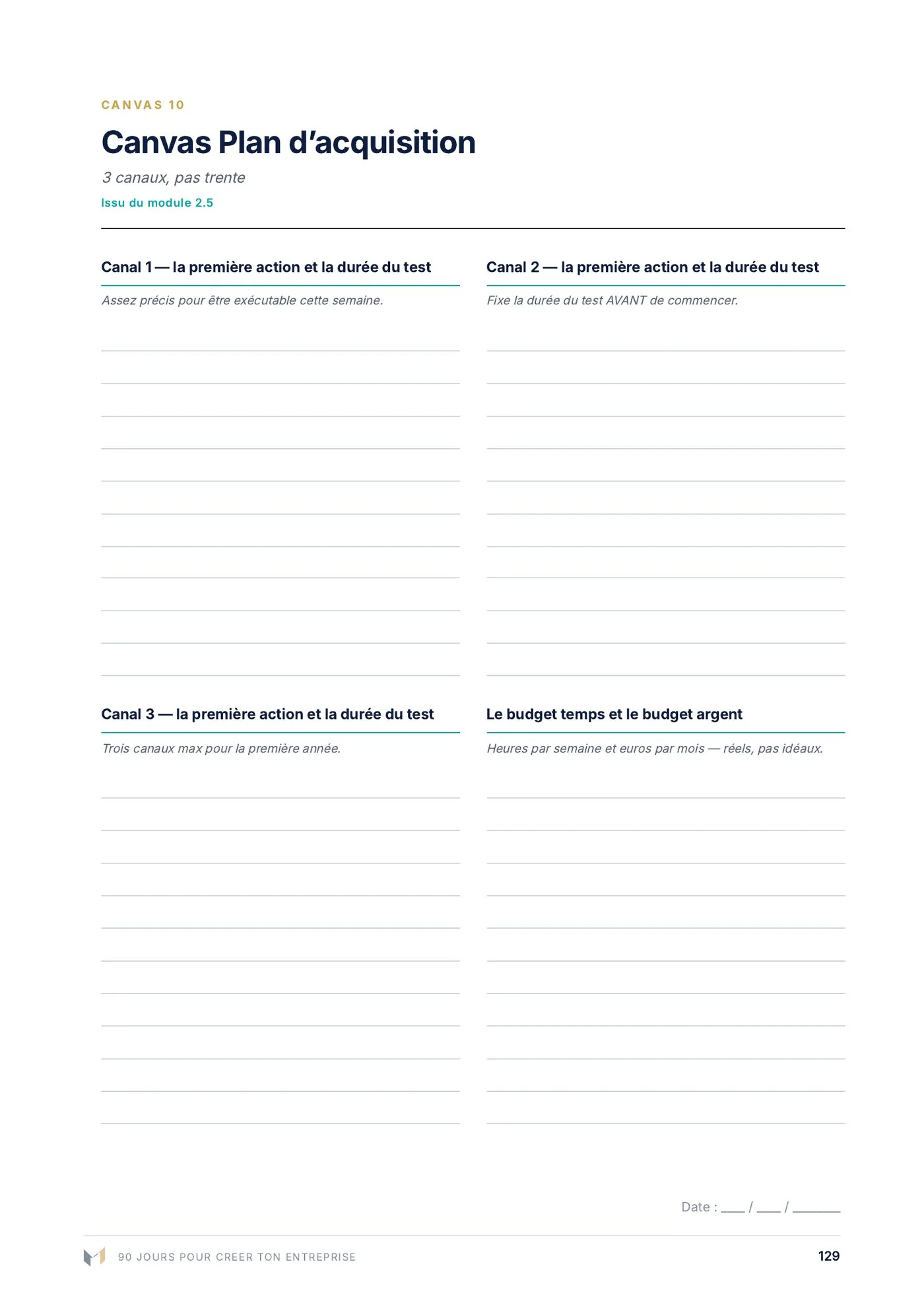 Canvas plan d'acquisition