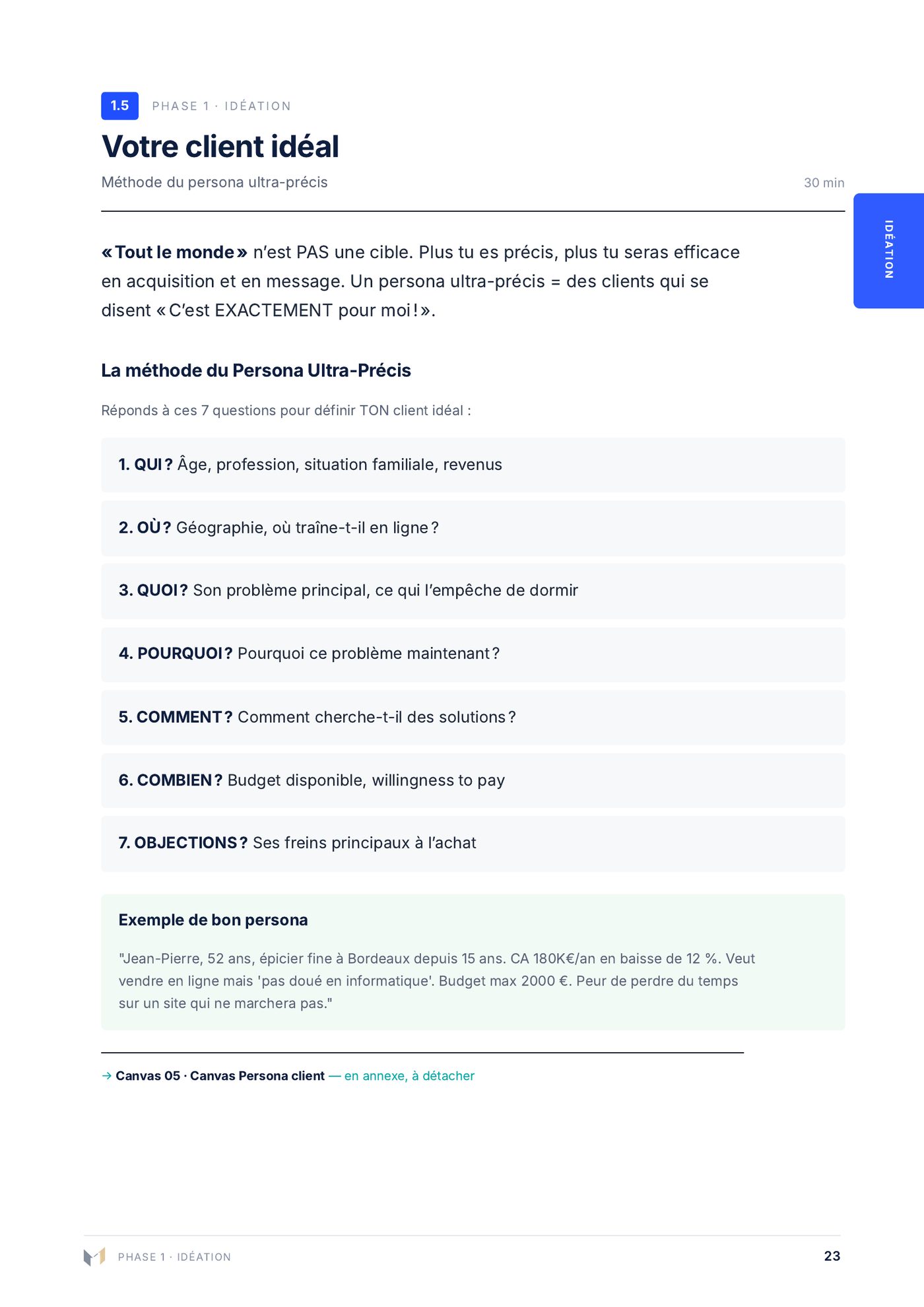 Page « Votre client idéal »