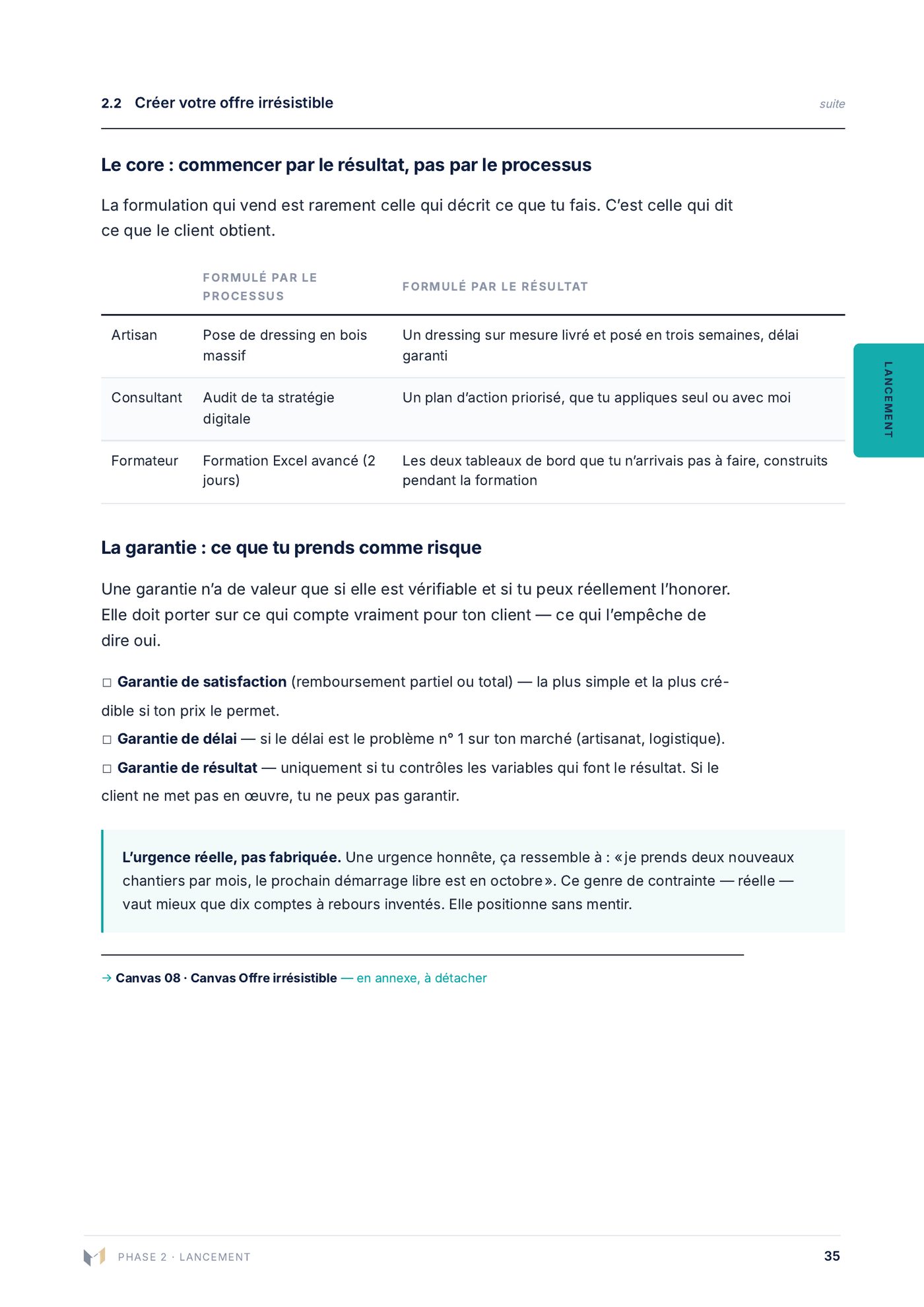 Page « Créer une offre irrésistible »
