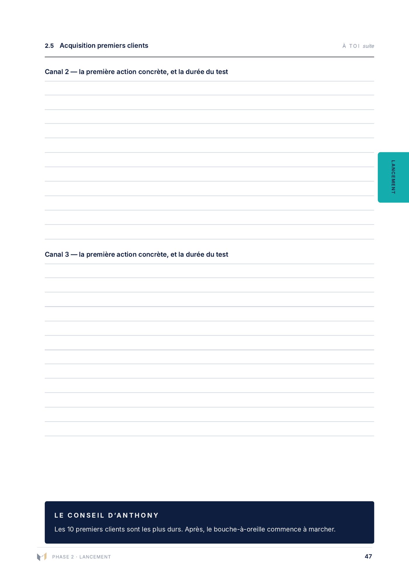 Page de questions avec zones d'écriture